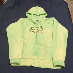 XL Fox Rider Co. Light Green Faded Hoodie